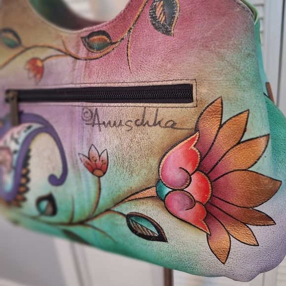 Authentic anuschka hand painted signed leather purse bag - Picture 3 of 10